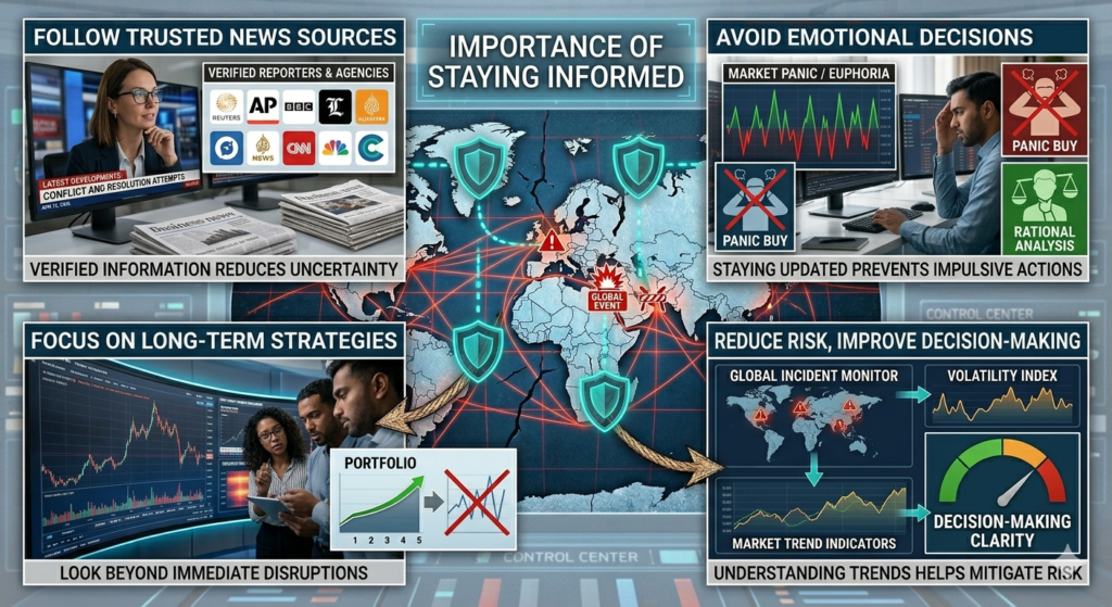 During global events, staying updated with reliable information is essential. Follow trusted news sources Avoid emotional decisions Focus on long-term strategies Understanding market trends helps reduce risk and improve decision-making.